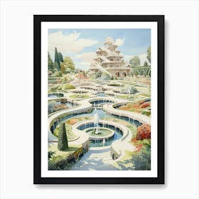 Garden Of Cosmic Speculation United Kingdom Watercolour 4 Art Print