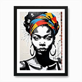 Vintage Graffiti Mural Of Beautiful Black Woman 41 Art Print