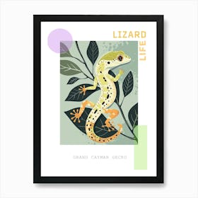 Lime Green Crested Gecko Abstract Modern Illustration 1 Poster Art Print