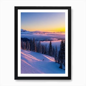 Cardrona, New Zealand Sunrise Skiing Poster Art Print