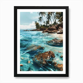 Tropical Beach With Palm Trees 2 Art Print