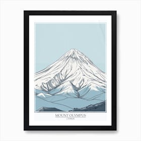 Mount Olympus Cyprus Color Line Drawing 6 Poster Art Print