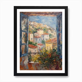 Window View Of Athens Greece Impressionism Style 4 Art Print