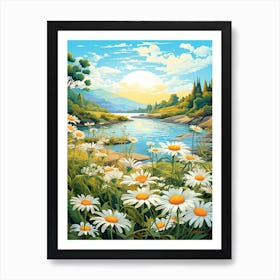 Daisy Wildflower At The River Bank (1) Art Print