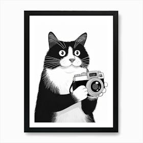 Cat Holding A Camera Art Print