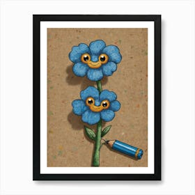 Two Blue Flowers Art Print