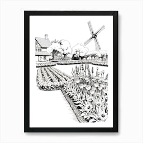 Windmill In The Garden 4 Art Print