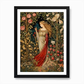 Lady In A Rose Garden Art Print