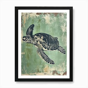 Vintage Sea Turtles Silkscreen Inspired 1 Art Print