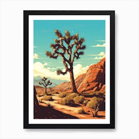  Retro Illustration Of A Joshua Tree In Mountain 1 Art Print