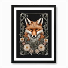 Fox with flowers Art Print