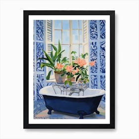 A Bathtube Full Lily In A Bathroom 1 Art Print