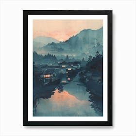 Yamagata Japan 2 Retro Illustration Art Print