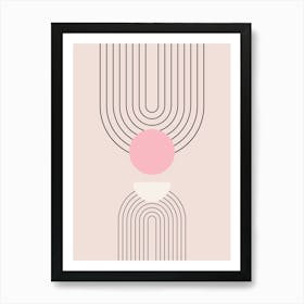 Mid Century Modern | 06 - Sun And Rainbow Blush Pink Art Print