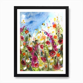 Poppies In The Meadow Sky Art Print