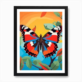 Pop Art Red Admiral Butterfly 2 Art Print