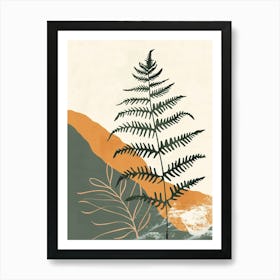 Fern Plant Minimalist Illustration 4 Art Print