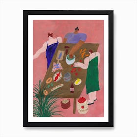 At The Dinner Table Art Print