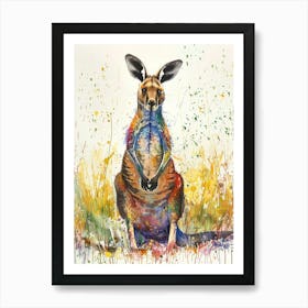 Kangaroo Colourful Watercolour 4 Art Print