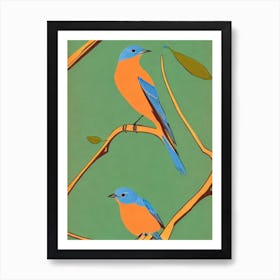 Eastern Bluebird Midcentury Illustration Bird Art Print