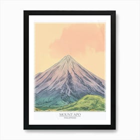 Mount Apo Philippines Color Line Drawing 7 Poster Art Print