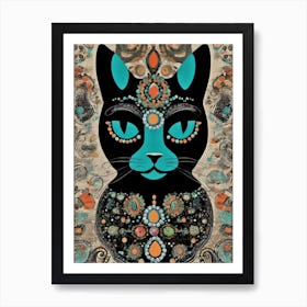 Wise, Bejeweled, Bohemian Cat Art Print