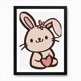 Kawaii Bunny Rabbit Cute Easter Art Print