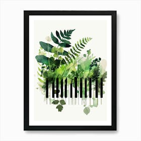 Piano Keys With Green Leaves music art Art Print