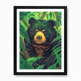 Black Bear In The Jungle Art Print