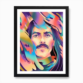 George Harrison Fan Art With Colorful Atmospheric  Splashes Art Print