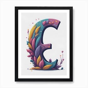 Colorful Letter E Illustration 41 Art Print