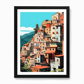 Cinque Terre, Italy, Flat Illustration 3 Art Print