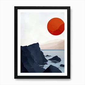 Sunset Over The Ocean, Minimalism 2 Art Print