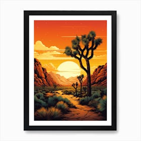  Retro Illustration Of A Joshua Tree At Dusk In Desert 2 Art Print