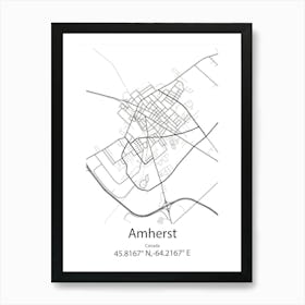 Amherst,Canada Minimalist Map Art Print