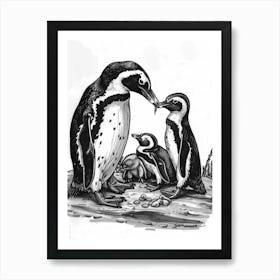 African Penguin Feeding Their Chicks 3 Art Print