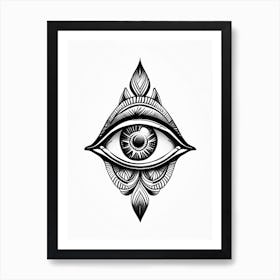 Balance, Symbol, Third Eye Simple Black & White Illustration 3 Art Print