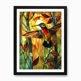 Hummingbird Stained Glass 15 Art Print