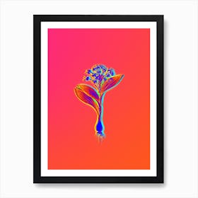 Neon Pygmy Hyacinth Botanical in Hot Pink and Electric Blue n.0592 Art Print