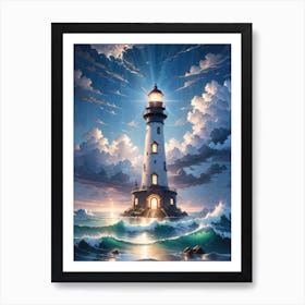 A Lighthouse In The Middle Of The Ocean 9 Art Print