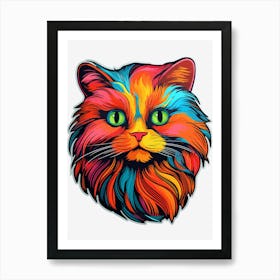 Whimsical Colorful Cat Art Print