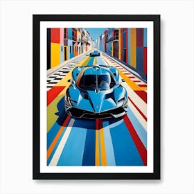 London Street Race Car On A Track Art Print