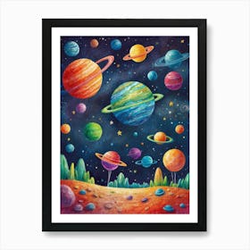 Planets In Space Art Print