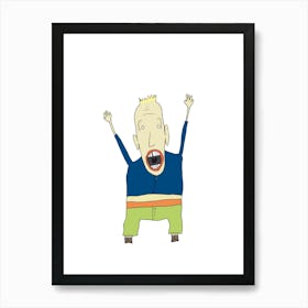 Funny guy screams Art Print