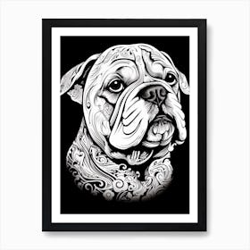 Bulldog Dog, Line Drawing 2 Art Print