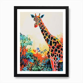 Giraffe In The Foliage Watercolour Inspired 2 Art Print
