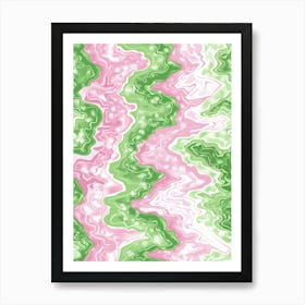 Pink And Green Swirls 2 Art Print