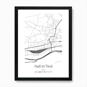 Hall In Tirol,Austria Minimalist Map Art Print