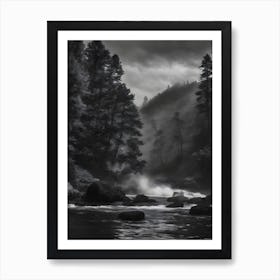 Black And White River Art Print