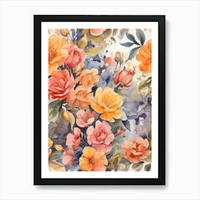 Watercolor Floral Pattern 3 Art Print